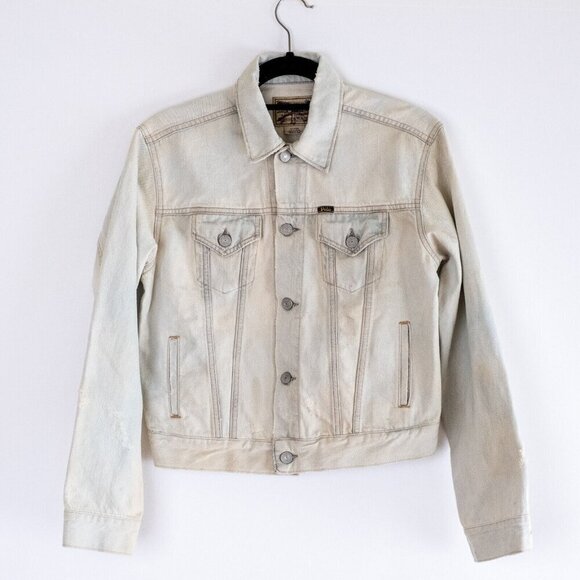 Polo Ralph Lauren Jackets & Blazers - Polo Ralph Lauren Womens Jacket Blue Stone Wash Denim Distressed Trucker NWOT XS